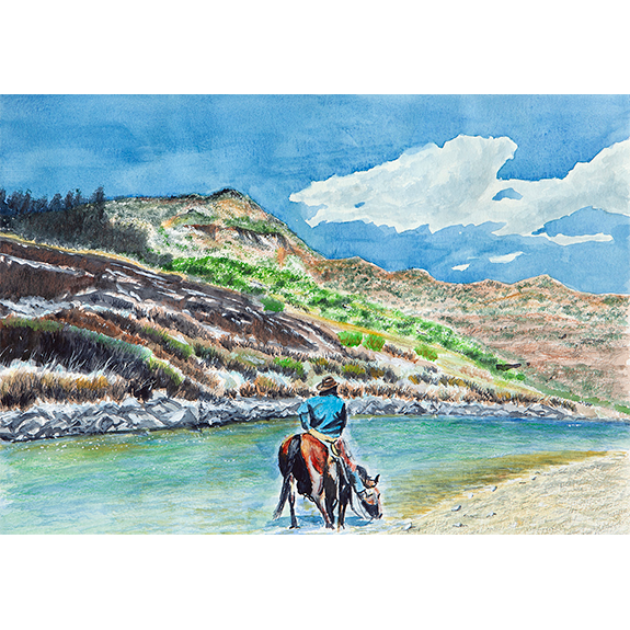 Satisfying a Thirst on the Chama River - Original Watercolor