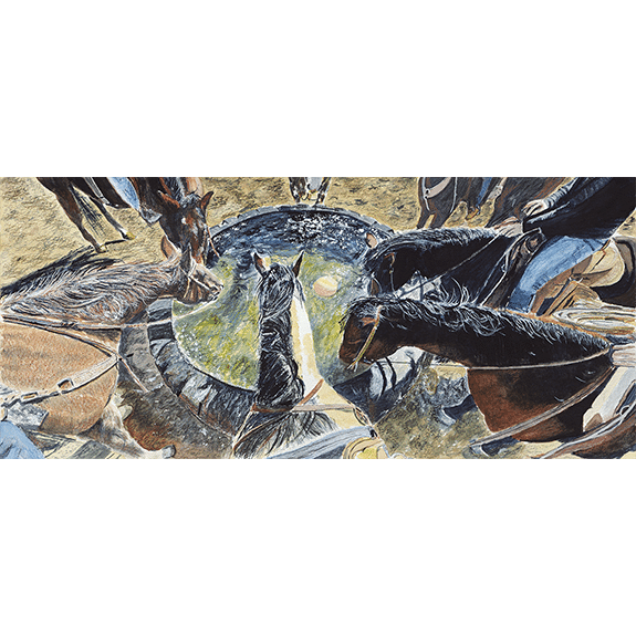 Quinchin' a Thirst on the Lazy K- Original Watercolor